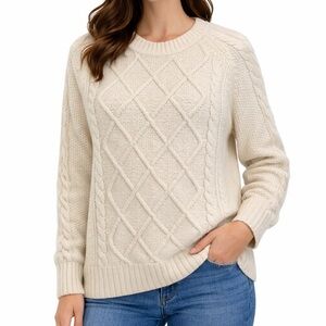 Gap Women’s Cream Cable Knit Sweater Cotton Pullover Coastal Size Medium